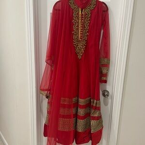 Red/Gold Anarkali Suit